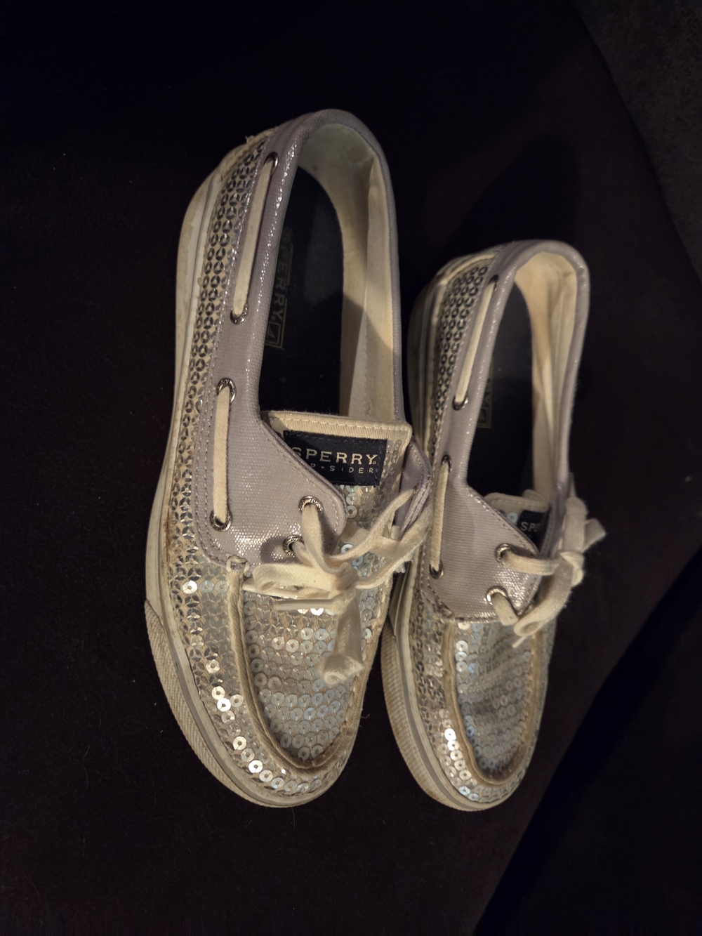 Sperry Kids Silver Sequin Boat Shoes